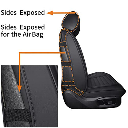 Aierxuan Front Car Seat Covers Universal Fit for Toyota Highlander Prius Camry Rav4 Yaris Sienna FJ Cruiser Outback Honda Jeep Ford Hyundai with Waterproof Leather(2PCS Front,Black A) - color: 2 Pcs Front/Black A
