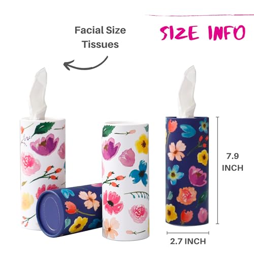 Winoo Design Small Car Tissues Holder - 4PK Facial Tissues - Travel Tissue Tubes Box - Car Cup Holder - 200 Sheets