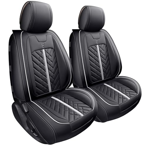 Tomatoman Tacoma Seat Covers Custom Fit for Tacoma 2005-2023 2024 2025 2026 Truck Access Crew Double Cab TRD Offroad Limited SR5 V6 Pickup Waterproof Faux Leather Car Cushions(2 PCS Front/Black-White) - color: 2 PCS Front/Black-White