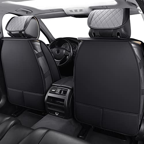 Aierxuan Leather Car Seat Covers Universal Fit Toyota Highlander 4Runner Nissan Altima Honda Chevy Impala Colorado Cruze Malibu Ford Cadillac Lexus Waterproof Cushions (Full Set,Black-Grey) - color: Full Set/Black-Grey