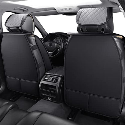 Aierxuan Leather Car Seat Covers Universal Fit Toyota Highlander 4Runner Nissan Altima Honda Chevy Impala Colorado Cruze Malibu Ford Cadillac Lexus Waterproof Cushions (Full Set,Black-Grey) - color: Full Set/Black-Grey