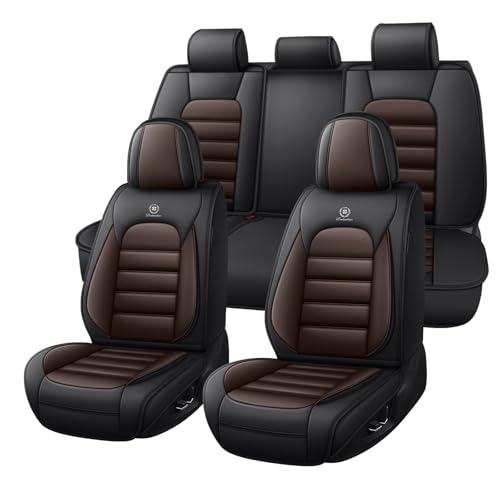 Truck Seat Covers for Chevy Silverado 1500 2007-2026, Waterproof Nappa Leather Full Coverage Car Seat Cover, Muscle Sport Style Auto Interior Covers （Full Set Black&Coffee）