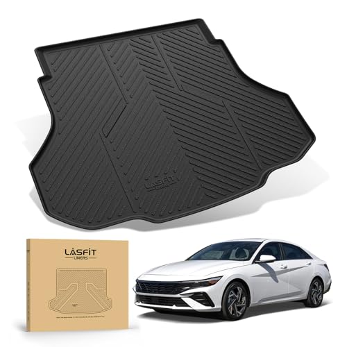 LASFIT Cargo Mat for Hyundai Elantra 2026 2025 2024 2023 2022 2021 & Elantra N 2022-2026, All Weather TPE Custom Fit Elantra & Elantra N Trunk Mat, Black