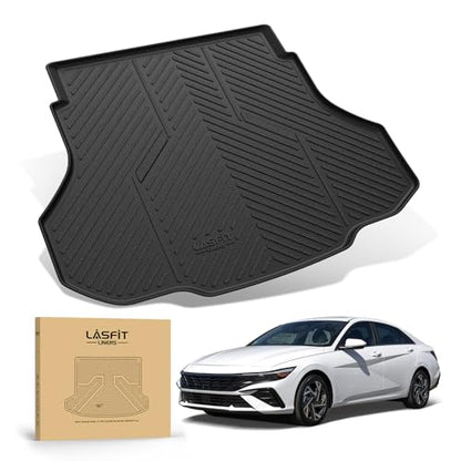 LASFIT Cargo Mat for Hyundai Elantra 2026 2025 2024 2023 2022 2021 & Elantra N 2022-2026, All Weather TPE Custom Fit Elantra & Elantra N Trunk Mat, Black