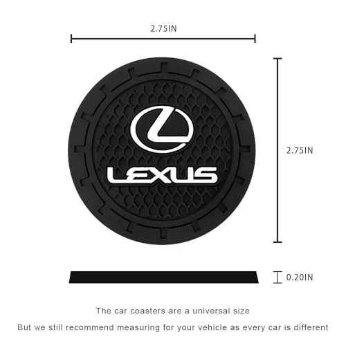Car Cup Holder Coaster for Lexus ES350 GS350 GS300h GS450h is300 | Silicone, 2.76 Inch, 2 Pieces, ls460 rx350 NX300h Compatible, Car Interior Accessories - color: Black-a5