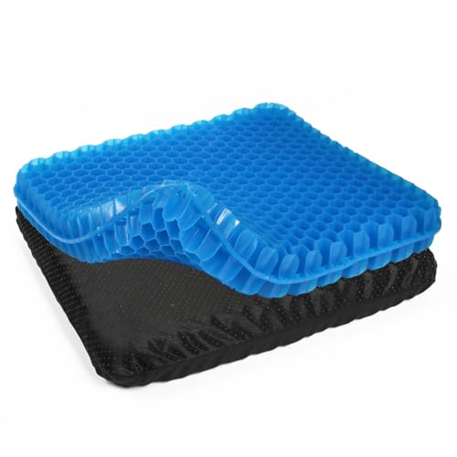 Gel Seat Cushion for Long Sitting Pressure Relief for Back, Sciatica, Coccyx, Tailbone Pain - 2.4" Super Thick Breathable Cooling Cushion for Office Chair, Wheelchair, Car & Truck, Desk Chairs - color: Blue, size: XL (2.4")