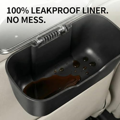 Car Trash Can with Lid - Leakproof Hanging Car Garbage Bin for Door & Seat Back - Waterproof Auto Trash Bag & Multifunctional Storage Organizer for SUV, Truck, Sedan (Black)