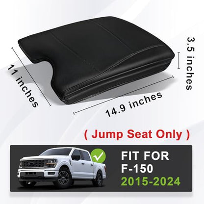 Center Console Armrest Cover Fit for Ford F-150 F150 2015-2026 & F250 F350 F450 2017-2026 Accessories, Comfort Armrest Pad Console Lid Cushion Vegan Leather 1-Inch Extra Thick(Jump Seat ONLY) - size: 2) 15-25 |F150| Jump Seat, +Thick