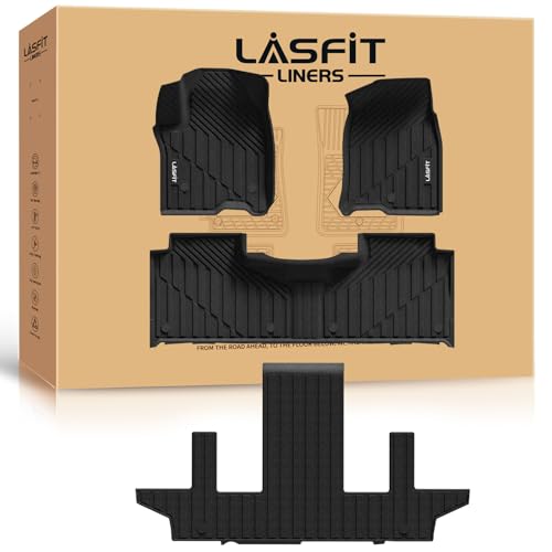 LASFIT Floor Mats for Chevrolet Chevy Suburban/GMC Yukon XL & Yukon XL Denali/Cadillac Escalade ESV 2021-2026 & 7 Seats (Not Fit 8 Seats), All Weather TPE Custom Fit Floor Mats for Cars, 3 Rows - size: 2021-2026 |For Suburban/Yukon XL/Escalade ESV|