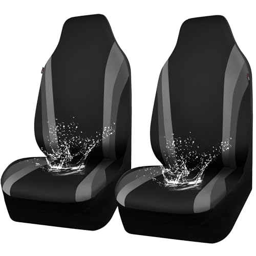 CAR PASS AquaShield Neoprene Waterproof Car Seat Covers for Front Seats Only, High Back Bucket Seat Cover,Airbag Compatible,Line Rider Seat Covers Universal Fit for Truck Van SUV (Black and Gray) - color: Black and Gray