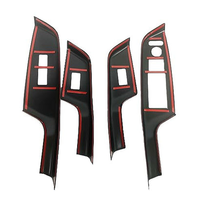 for Honda Civic 2012 2013 2014 2015 Carbon Fiber Style ABS Door Window Lift Buttons Cover Trim, Brake Handle Handbrake Cover, Air Condition Panel Cover Trim (Door Window Lift Panel Trim) - style: Door Window Lift Panel trim