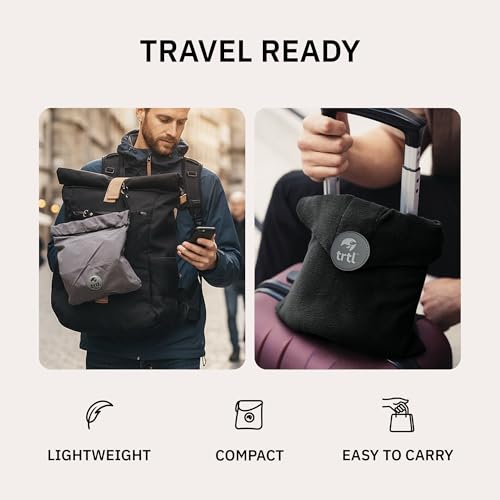 Trtl Pillow - Scientifically Proven, Super Soft Neck Support Travel Pillow for Airplanes - Lightweight and Machine Washable - Ergonomic Design for Traveling on Flights, Cars, and Trains - Black - color: Black