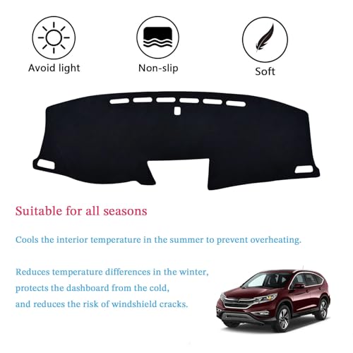 Dashboard Cover Suitable for Honda CR-V 2012 2013 2014 2015 2016 Car Dashboard Cover Sun Visor Mat Non-Slip Polyester Dashboard Accessories (Black) - size: 2012-2016 For Honda CR-V