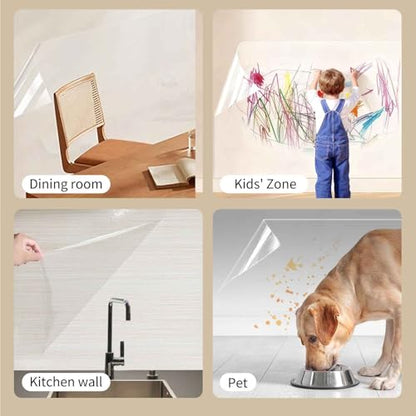 Clear Electrostatic Wall Protector, Static Protective Film, Adhesive-Free, No Residue Protection for Behind Trash Cans, Against Dog Scratches, Furniture, Doors, Splashes and Stains (15.78in*9.84ft) - size: 15.78in*9.84ft