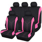 Flying Banner Car Seat Covers Full Set Front Seats and Rear Bench Mesh Fabric Splicing Polyester Cover Black with Pink Color - color: Black Pink, size: Full Set
