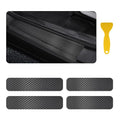 4PCS Car Door Sill Protector with Scraper,Carbon Fiber Car Door Protector Edge Guards for Front Rear Door Sills,Universal Anti-Scratch Car Door Threshold Strips (4D Black)