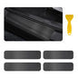 4PCS Car Door Sill Protector with Scraper,Carbon Fiber Car Door Protector Edge Guards for Front Rear Door Sills,Universal Anti-Scratch Car Door Threshold Strips (4D Black)