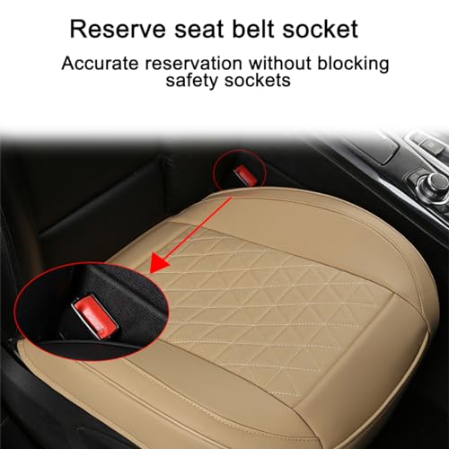 2PCS Leather Car Seat Cover, Vehicle Front Bottom Seat Protector Pad, Full Surrounded Waterproof Auto Seat Protective Cushion with Storage Pocket, Universal for SUV, Truck, Sedan（Beige） - color: Front/Beige