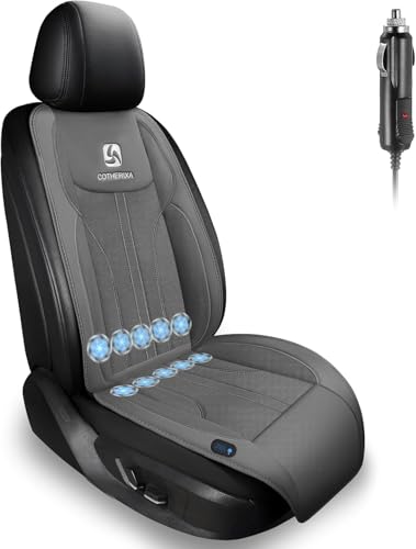 Cooling Car Seat Cover with 2 Powerful Turbo Fans，12V-24V Ventilated Cooling Car Seat Cushion，3-Speed Adjustable Breathable Cooling Seat Cover for Car SUV Truck Universal Fit (Grey)
