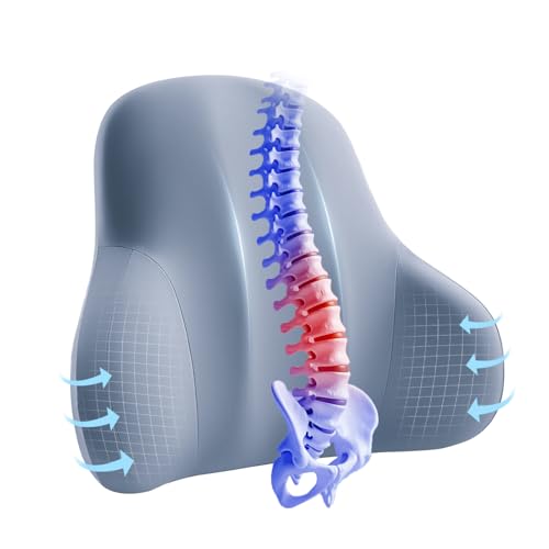 BABUR Lumbar Support Pillow for Car, Ergonomic Memory Foam Support Pillow for Lower Back Pain Relief, Washable Cover, Lumbar Cushion for Driving Seat, Fits Most Cars | Blue - color: Blue