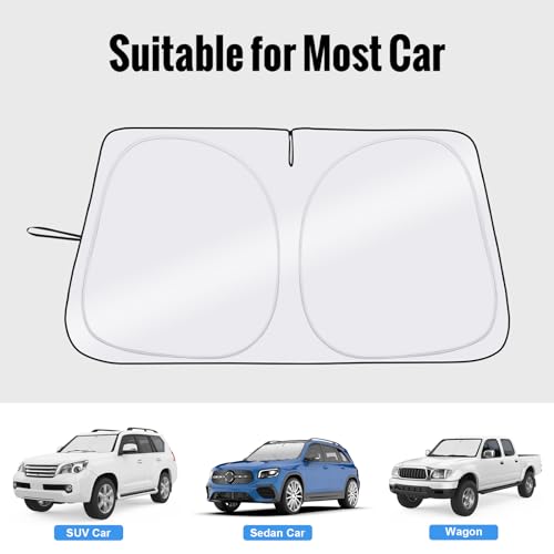 Windshield Sun Shade - Car Sun Shade Windshield, Reflector Sunshade Offers Ultimate Protection for Car Interior - color: Ash grey (63x34 inch)