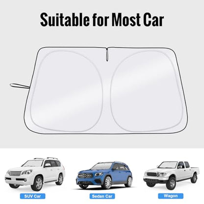 Windshield Sun Shade - Car Sun Shade Windshield, Reflector Sunshade Offers Ultimate Protection for Car Interior - color: Ash grey (63x34 inch)