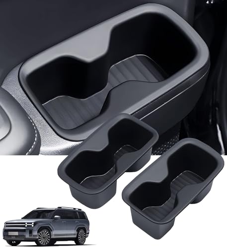 2PCS Rear Door Side Cup Holder Insert for Hyundai Santa Fe 6/7 Seat 2026 2025 2024, Interior Accessories TPE Cup Holder for Hyundai Santa Fe 2024-2026, Black - style: Door Side Cup Holder for 2024-2026 Santa Fe