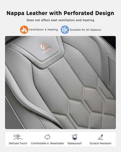 Huidasource Seat Covers Full Set, Universal Fit for Most Cars SUVs Trucks, Full Coverage Waterproof Leather Car Seat Cover, Airbag, Cupholder Compatible, Seat Function Retain, Velcro Adjustable, Gray - color: FS: Gray, size: Full Set