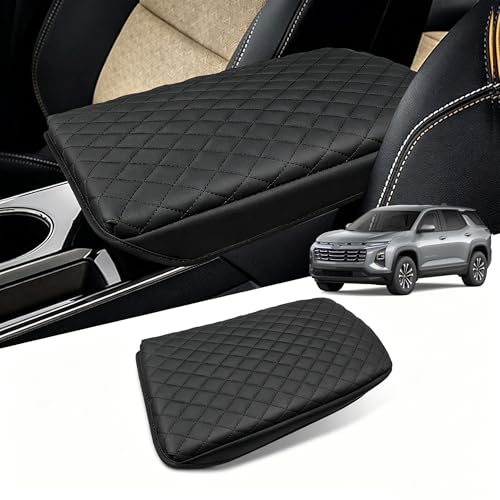 Center Console Cover Armrest Cover for 2025 2026 Chevy Equinox (Not for EV) LT/Activ/RS, Thickened PU Leather Car Armrest Box Cushion Pad Protector with Diamond Stitching, Interior Accessories - size: 2025 2026 Chevy Equinox (Not for EV)