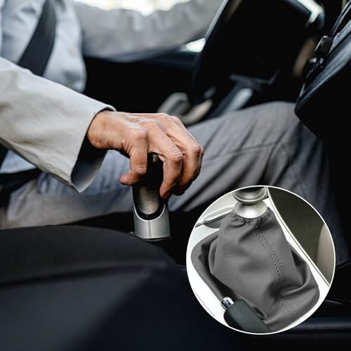 Compatible with Gear Shift Knob Boot Cover for Toyota Corolla 2007-2013, Leather Shifter Lever Knob Dust Cover for Dust Prevention & Protection Gray