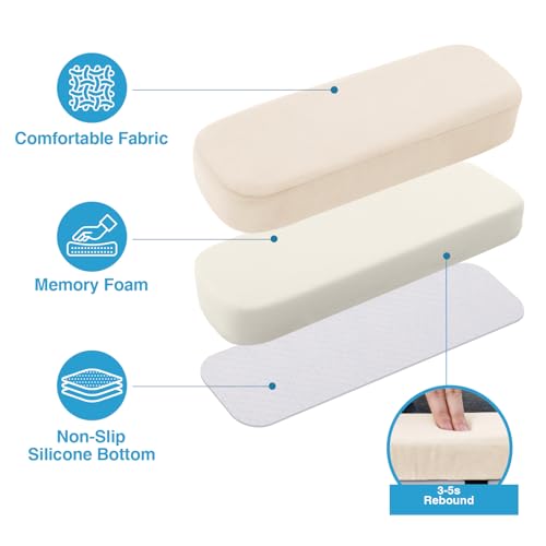 Smiry Ergonomic Office Chair Armrest Pads, Memory Foam Arm Rest Covers, Non-Slip Armrest Cushion with Adjustable Buckles and Straps, Elbow Relief for Desk, Gaming & Wheelchair (Cream, Set of 2) - color: Cream