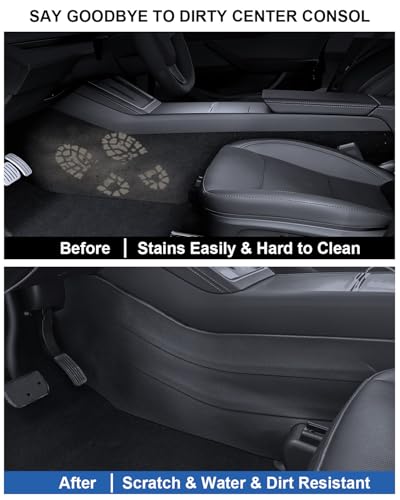 2026 Tesla Center Console Anti Kick Pad Protector Model Y Juniper Refresh Front Seat Side Anti-Dirty Mat Model Y Juniper Accessories Waterproof Dust Resistant Protector Cover TPE 2PCS Black - size: Model Y Juniper Anti Kick Pad