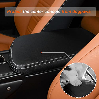 DEYTOP Center Console Cover for Lexus NX NX200t//NX300NX300h 2015-2021 Accessories Car Armrest Cover for Lexus NX NX300h/NX300/NX200t 2021 2020 2019 2018 2017 2016 2015 (Black with White Stitches)