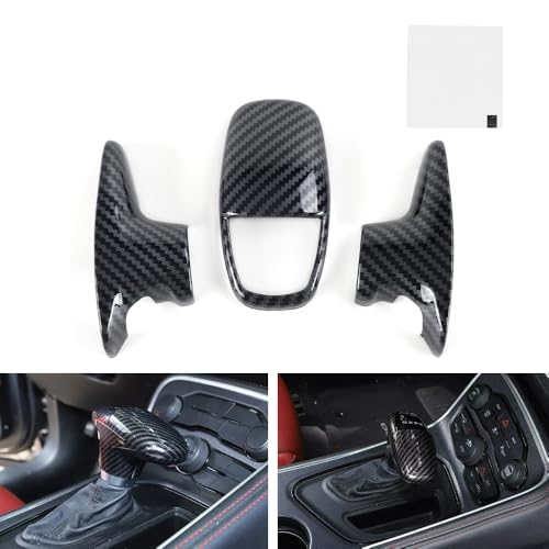 Gear Shift Knob Cover for Dodge Charger Accessories Shifter Knobs Cover Trim for 2015-2025 Dodge Challenger 2018-2025 Durango Interior Accessories 3pcs