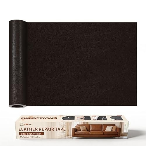 ONine Leather Repair Patch，Leather Repair Tape, 8 x 48 inches Leather Repair Patch for Furniture,Vinyl Repair kit，Leather Couch Patch，for Sofas, Furniture, car Seats(Black Brown) - color: Black Brown, size: 8 x 48 inches