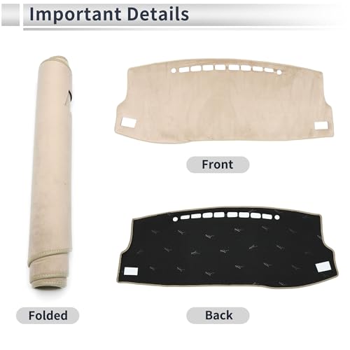 Dashboard Cover Anti-Slip/Anti Dust Dash Cover Mat Carpet for Toyota Corolla 2014-2018 Flannel Beige