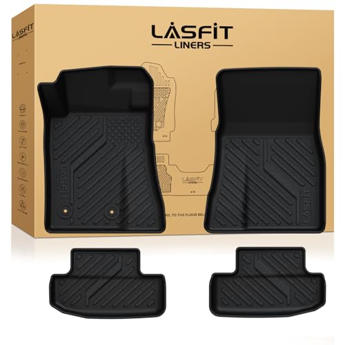 LASFIT Floor Mats for Ford Mustang 2015-2025 2026 All Weather Protector TPE Car Floor Liners, 1st & 2nd Row, 4pcs Black - style: 9) Mustang| 15-26 | 2Rows