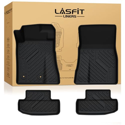 LASFIT Floor Mats for Ford Mustang 2015-2025 2026 All Weather Protector TPE Car Floor Liners, 1st & 2nd Row, 4pcs Black - style: 9) Mustang| 15-26 | 2Rows