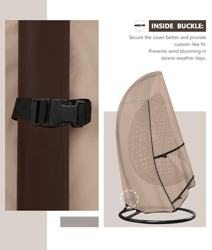ULTCOVER Patio Hanging Egg Chair Cover - Waterproof Outdoor Single Seat Swing Egg Chair with Stand Cover 45W x 33D x 68H inches - color: Brown, size: Single Seat