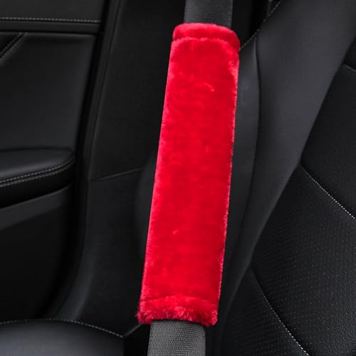 Soft Faux Fur Universal Fit Seatbelt Cover Car Truck SUV Airplane Seat Belt Shoulder Pad for Carmera Backpack Straps Neck Cushion Protector 2 Pack 10.5in Red - color: Red, size: 10.5in 2pack