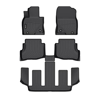 HAFIDI® Floor Mats Fit for 2020-2023 Mazda CX-9 (6 Seater Models with 2nd Row Bucket Seats Without Center Console) TPE Car Floor Liners Fits 1st & 2nd & 3rd Row Full Set CX9 Custom Accessories, Black - style: 12) For CX9 6 Seats 2020-2023 Floor Mats