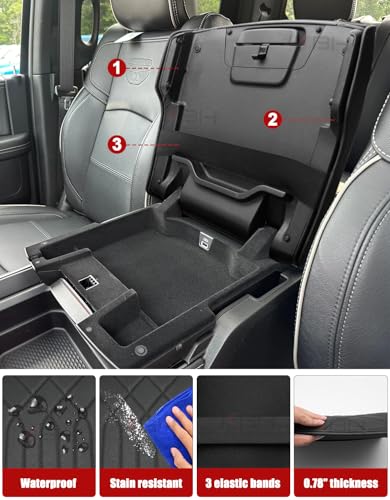 KBH Center Console Armrest Cover for 2019-2026 Dodge Ram 1500 2500 3500 5th Gen, Arm Rest Cushion Pad Protector, Vinyl Leather, Black (Fits Bucket Seat Only) - color: Black Stitch