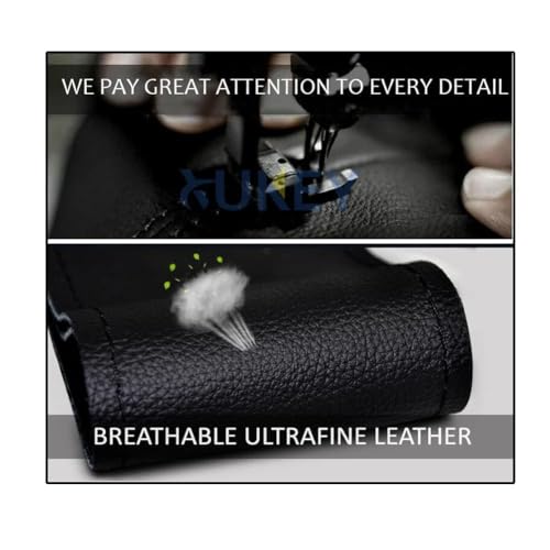 38cm/15 Inch Leather Steering Wheel Cover Stitch On Wrap, Breathable, Anti-Slip Steering Wheel Cover for Nissan Qashqai Toyota Camry RAV4 VW Golf - color: Black