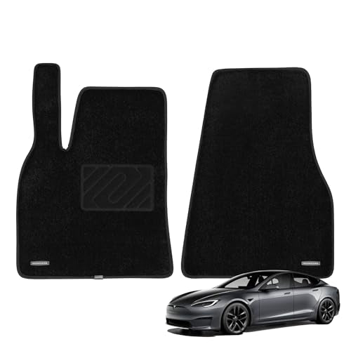 WENNEBIRD Superior Carpet Front Row Floor Mats for 2012-2020 Tesla Model S, 0.6-Inch Ultra-Thick, Noise-Reducing, All-Weather Waterproof Anti-Slip – 2-Pc Set - size: 2012-2020 Model S 2-Pc Set