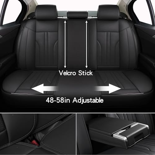 MINGBRON Car Seat Cover Full Set, Leather Car Seat Cover, Waterproof Seat Covers, Car Seat Cushion, Nappa Leather Seat Covers Car Seat Protector Universal Fit Most Cars Black - color: Black, size: Full Set