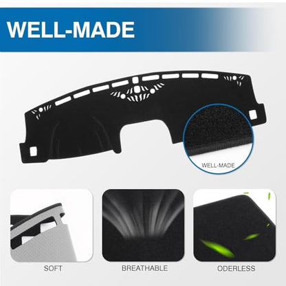 KUST Black Dash Cover for Ford Maverick 2022-2024 2025 2026 (Hybrid)(XL, XLT, Lariat) Polyester Dashboard Cover Non-Slip Center Interior Accessories for Maverick Sunshade No Glare - size: 56.69''×16.93''(Ford Maverick 22-present）