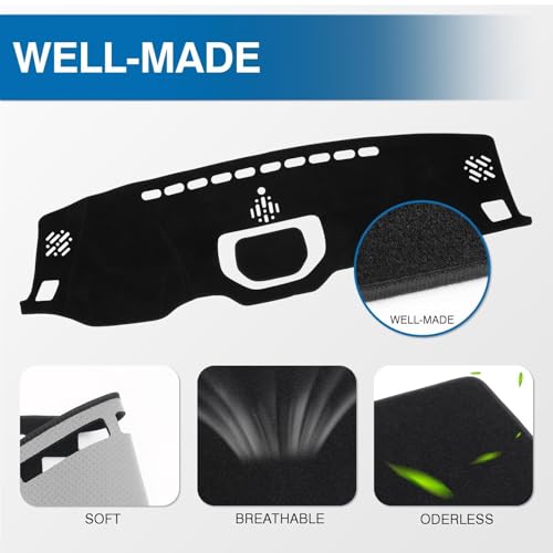 KUST Black Dash Cover for 2014-2021 Toyota Tundra Truck Non-Slip Dashboard Cover Polyester Interior for Tundra Accessories Custom Fit Dash Mat No Glare - size: Tundra 14-21(black)