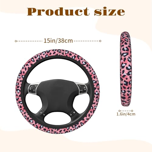 Steering Wheel Cover Accessories Neoprene Cover, Breathable Non-Slip Easy to Install Suitable for Women Men, 14.5-15.5 Inch for Car SUV Van Truck Universal - Pink Small Panther - color: Pink Small Panther