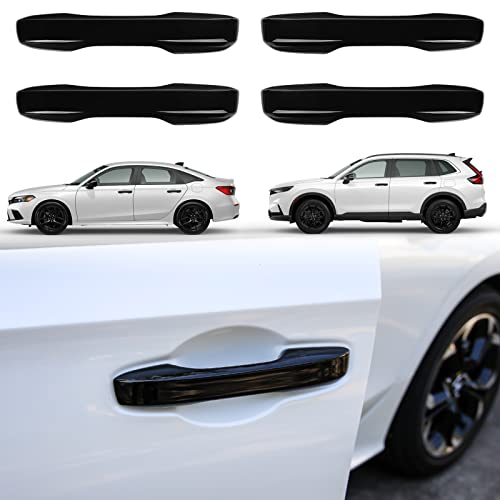 for 11th Gen Civic Door Handle Cover Snap-on No Tape Exterior Handle Protection Compatible with Honda Civic 2026 2025 2024 2023 2022 Accessories, Accord CR-V HR-V 2023-2026 -Piano Black - color: Black