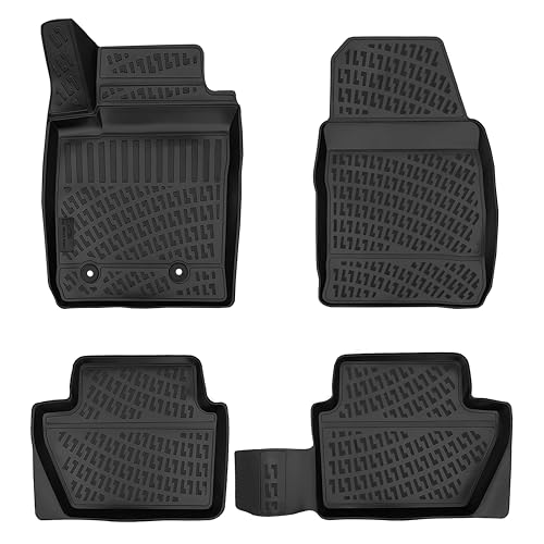 RizLiner Ford EcoSport 2018-2022 Floor Mats 3D Custom Fit Compatible with Ford EcoSport Rubber Car Mats Laser Measured 1st & 2nd Row Floor Liners All Weather Waterproof Odorless Non-Slip TPE (Black) - size: EcoSport 2018 - 2022